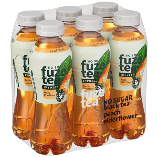 Frisdrank Fuze Tea peach elderflower suikervrij fles 400ml