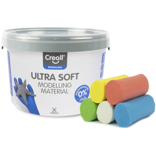 Klei Creall Play-it Ultra Soft helder rood/blauw/groen/geel/wit 1100 gram