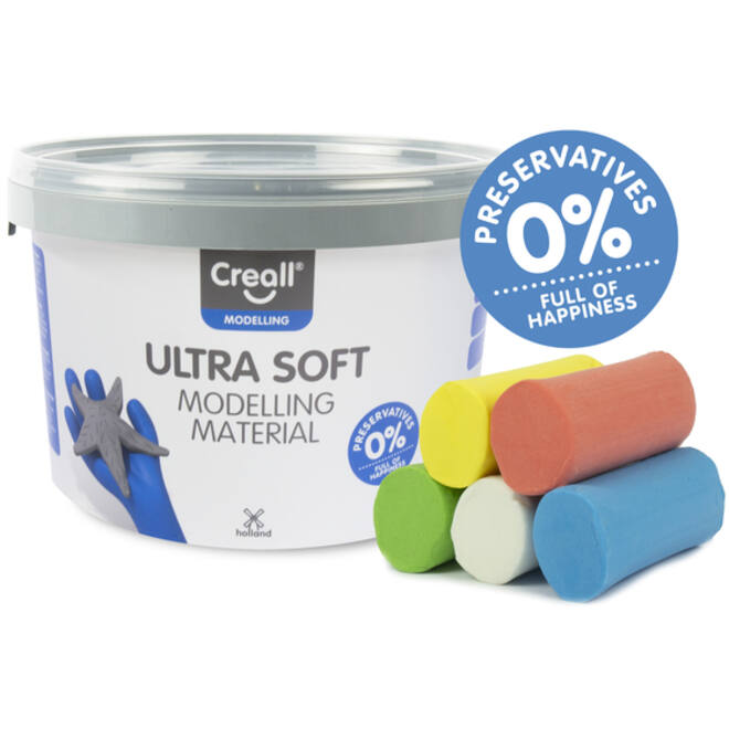 Klei Creall Play-it Ultra Soft helder rood/blauw/groen/geel/wit 1100 gram