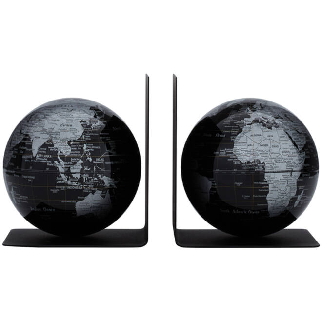 Boekensteun Troika met magnetische globes 13cm set à 2 stuks zwart