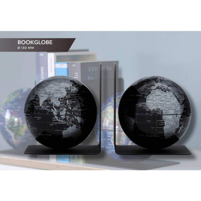 Boekensteun Troika met magnetische globes 13cm set à 2 stuks zwart