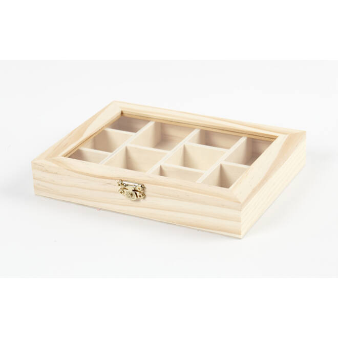 Doos Creativ Company 15.5x20.5x3.5cm hout met glazen deksel