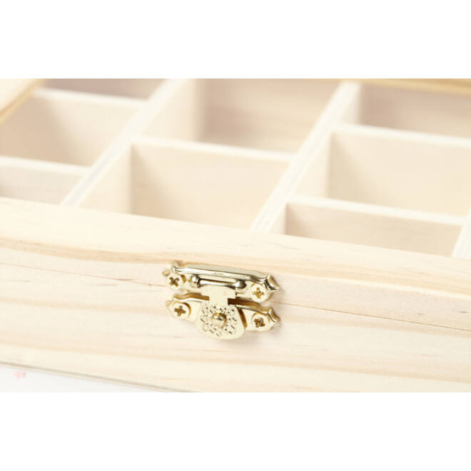 Doos Creativ Company 15.5x20.5x3.5cm hout met glazen deksel