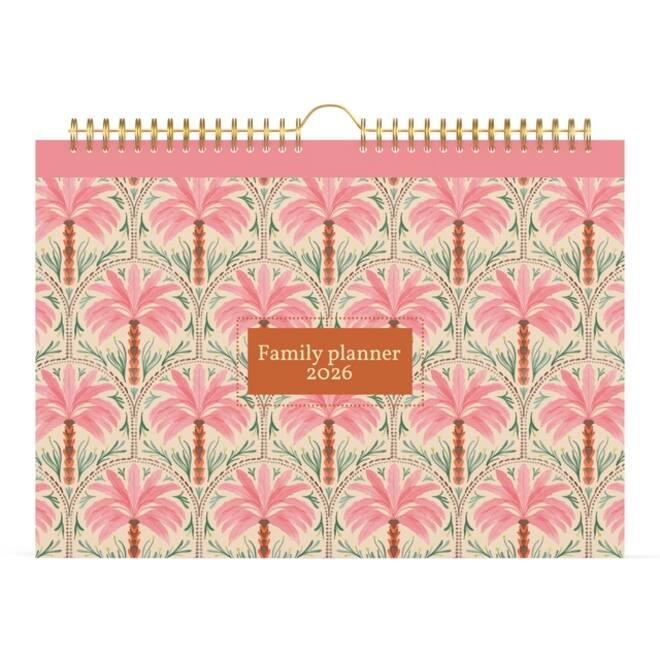 Familiekalender 2026 Lannoo 310x220 Exotic palms 7dagen/1pagina roze