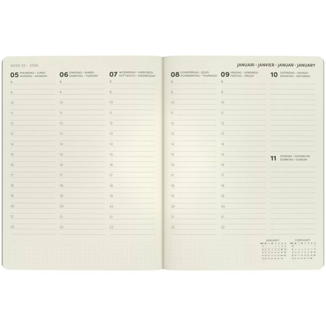 Agenda 2026 Lannoo bureau A5 QC Colour 7dagen/2pagina's roze