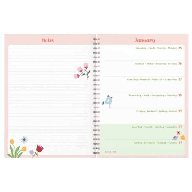 Agenda 2026 Lannoo bureau 170x230 Fragile 7dagen/2pagina's roze
