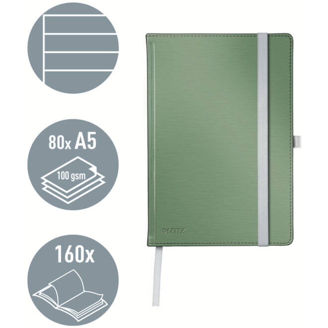 Notitieboek Leitz Style A5 lijn 160 pagina's 100gr groen
