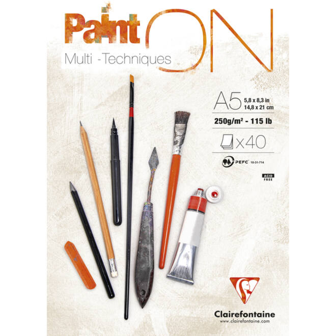 Tekenblok Clairefontaine Paint On A5 40 vel 250gr