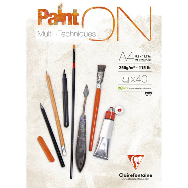 Tekenblok Clairefontaine Paint On A4 40 vel 250gr