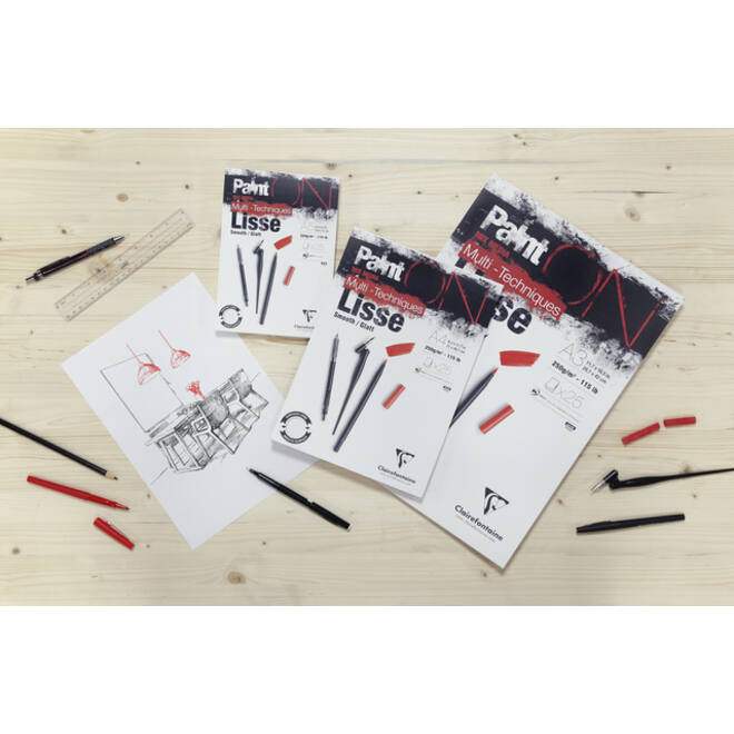 Tekenblok Clairefontaine Paint On A4 glad 25 vel 250gr wit