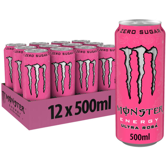 Energiedrank Monster ultra rosa blik suikervrij 500ml