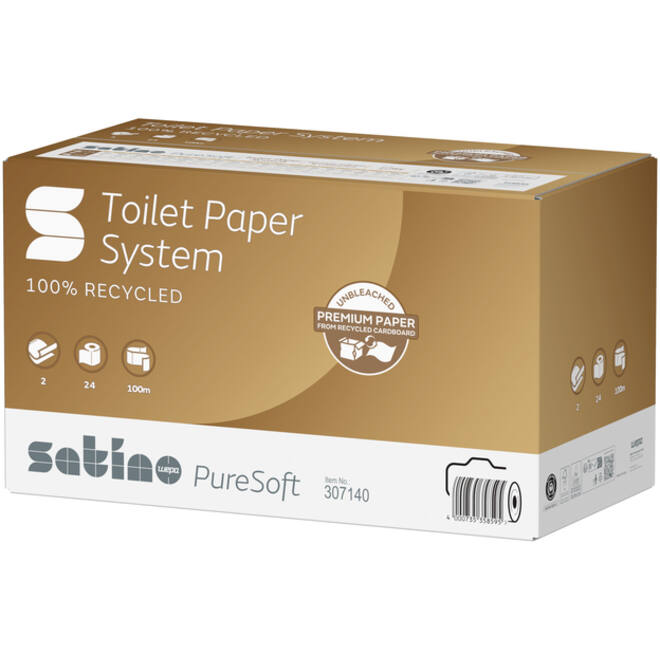 Toiletpapier Satino JT3 PureSoft systeemrol 2-laags 100m naturel 307140