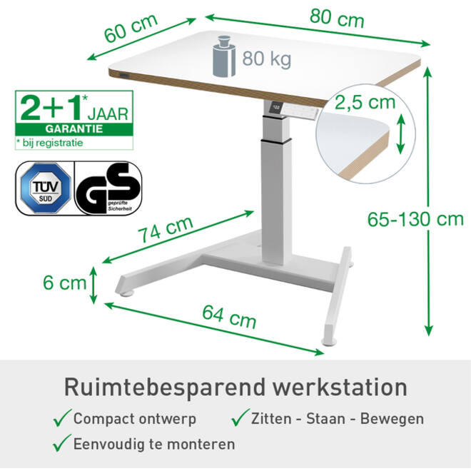 Ergo Elektrische thuiswerkplek set Leitz pakket 2