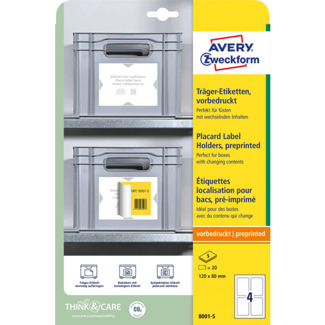 Positioneeretiket Avery Zweckform 8001 120x80mm bedrukt 20 etiketten