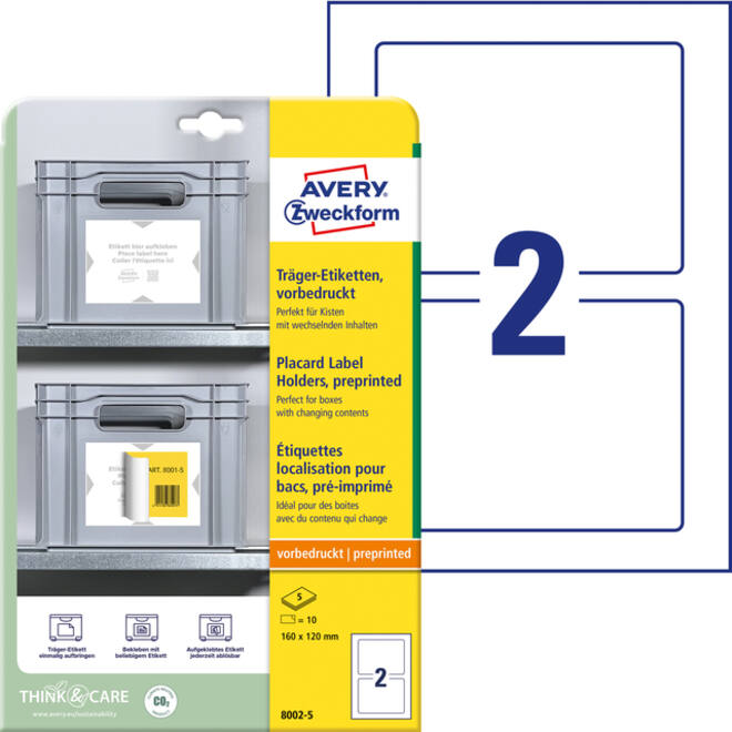 Positioneeretiket Avery Zweckform 8002 160x120mm bedrukt 10 etiketten