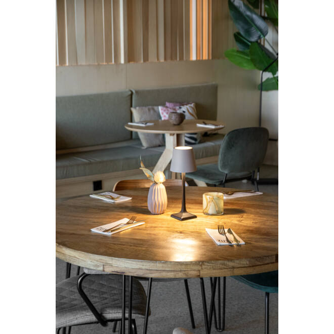 Tafellamp Securit Milano LED oplaadbaar dimbaar taupe-zwart