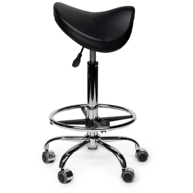 Zadelkruk Office Premium standaard met voetring harde wielen zw