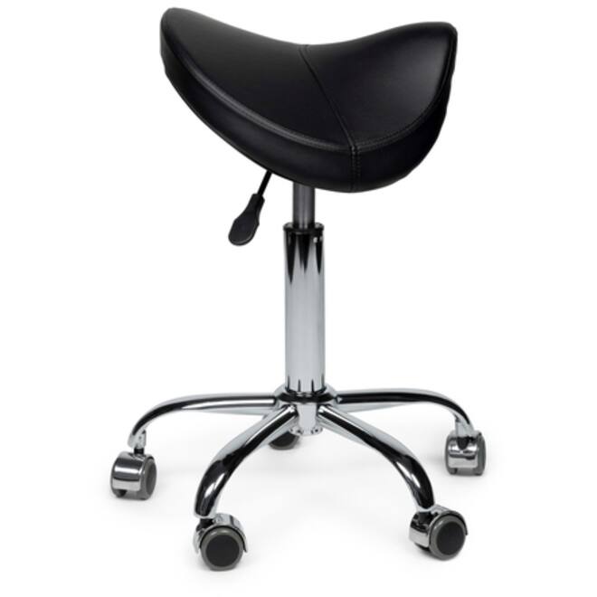 Zadelkruk Office Premium laag zonder voetring harde wielen zw