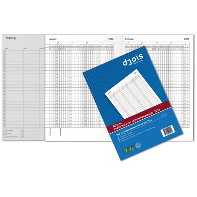 Jaarplanner 2026 Djois personeel- en activiteitenplanner