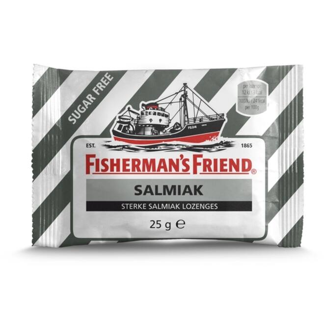 Keelpastilles Fisherman's Friend salmiak suikervrij zak 25 gram