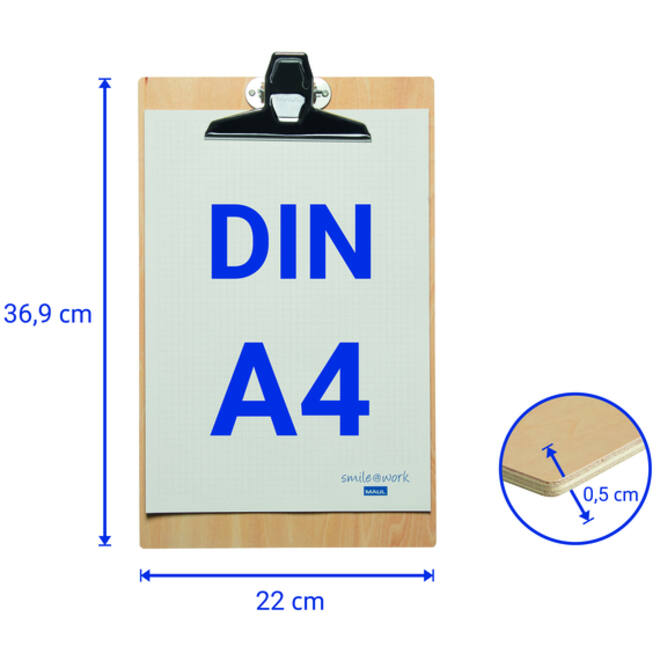 Klembord MAUL Tilia A4 staand hout 0.5 cm