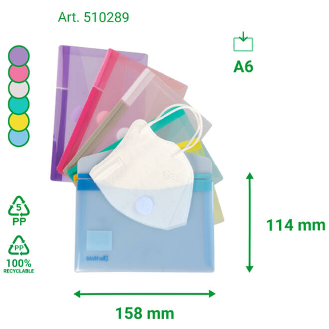 Enveloptas Djois Color Collection A6 horizontaal assorti