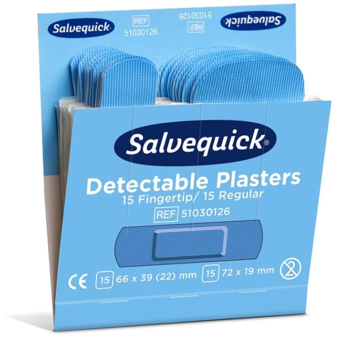 Pleisters Salvequick blauw detectabel mix 6x 30 stuks