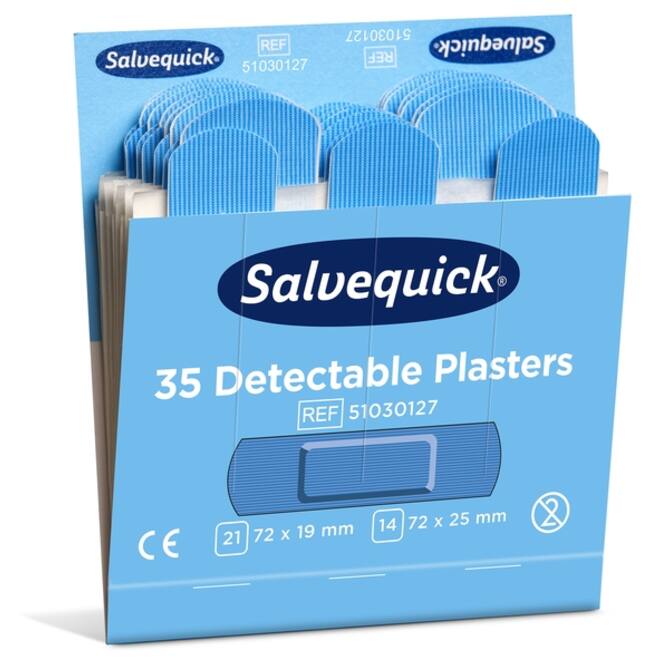 Pleisters Salvequick blauw detectabel refill 6x 35 stuks