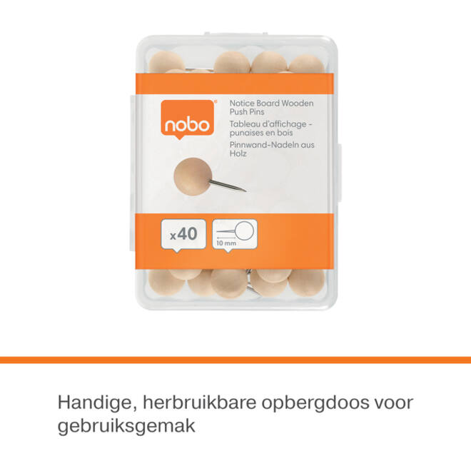 Punaises Nobo hout voor memobord 40 stuks