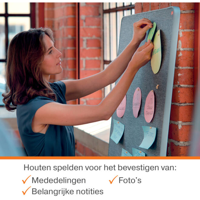 Punaises Nobo hout voor memobord 40 stuks