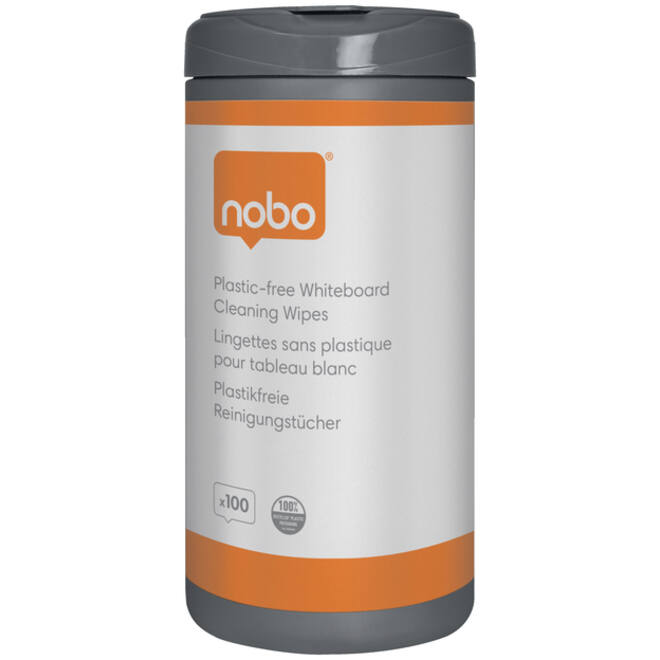 Whiteboardreinigingsdoekjes Nobo plasticvrij 100 stuks