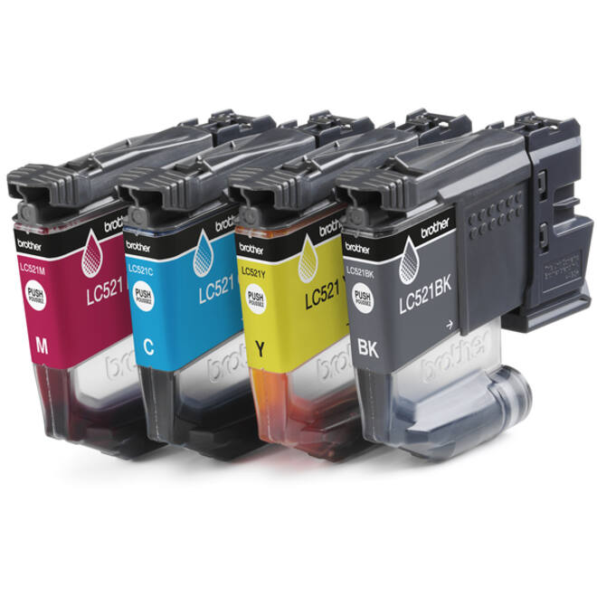 Inktcartridge Brother LC-521 zwart + 3 kleuren
