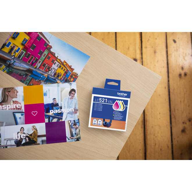 Inktcartridge Brother LC-521 zwart + 3 kleuren