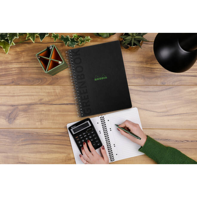 Notitieboek Rhodia Greenbook recycled A5+ lijn 160 pagina's 90gr hc