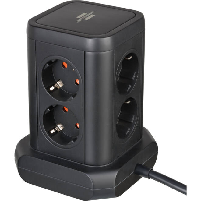 Stekkerdoos Brennenstuhl toren 8 voudig met 2x USB A 1x USB C PD zwart