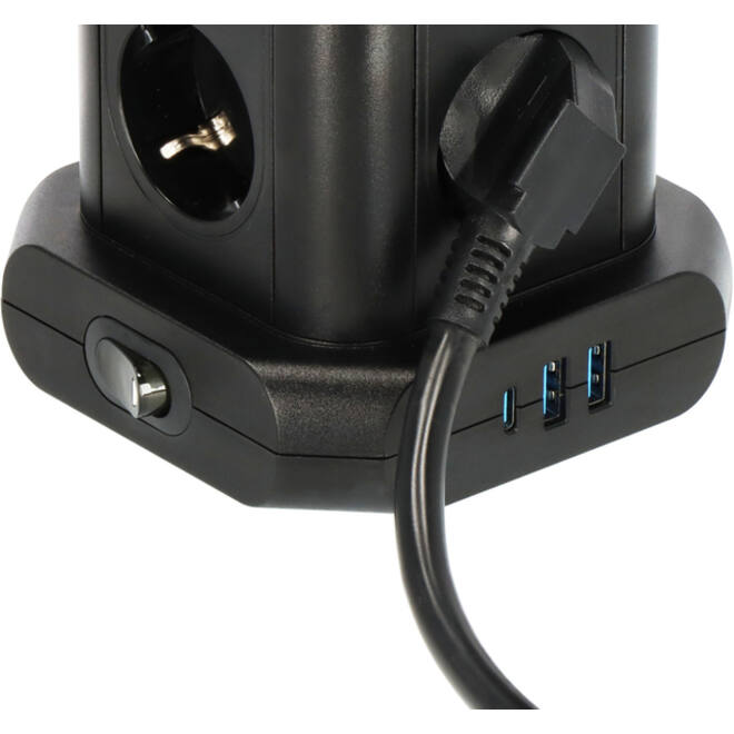 Stekkerdoos Brennenstuhl toren 8 voudig met 2x USB A 1x USB C PD zwart