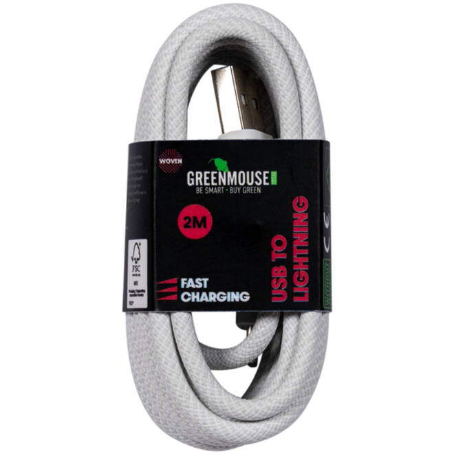 Kabel Green Mouse USB-A to Lightning data Woven 2m