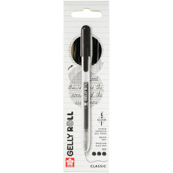 Gelschrijver Sakura Gelly Roll Classic 08 klikfunctie set à 3 stuks zwart