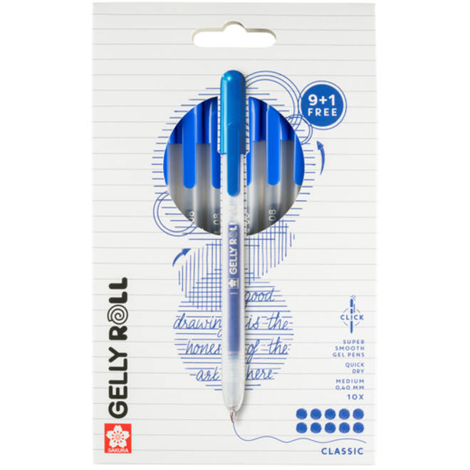 Gelschrijver Sakura Gelly Roll Classic 08 klikfunctie set à 10 stuks blauw