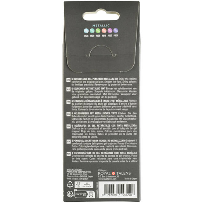 Gelschrijver Sakura Gelly Roll Metallic 08 klikfunctie set à 6 kleuren