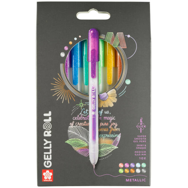 Gelschrijver Sakura Gelly Roll Metallic 08 klikfunctie set à 10 kleuren
