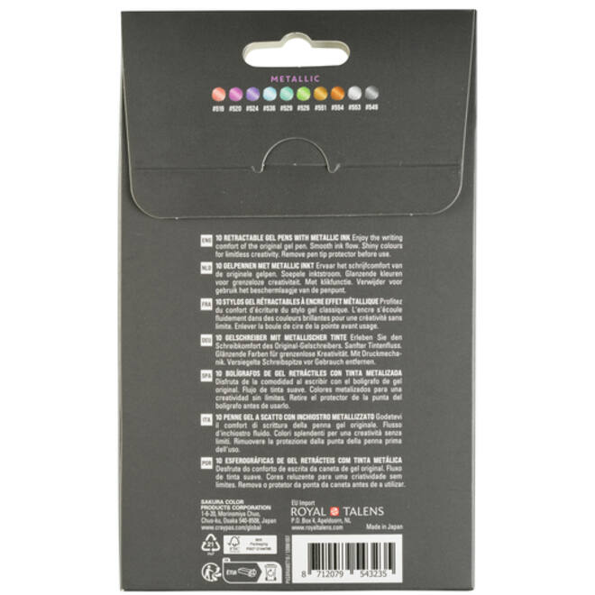 Gelschrijver Sakura Gelly Roll Metallic 08 klikfunctie set à 10 kleuren