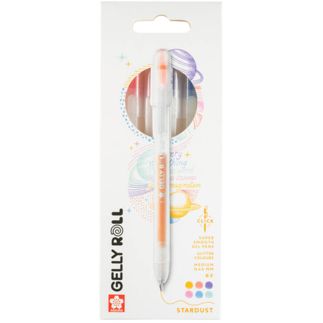 Gelschrijver Sakura Gelly Roll Stardust 08 klikfunctie set à 6 kleuren
