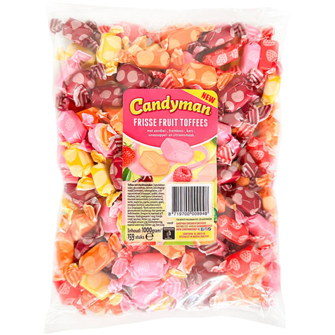 Toffees Candyman frisse fruit zak 1 kilogram