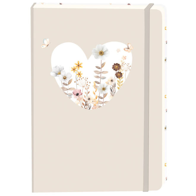 Notitieboek wit hart A5 lijn 92 pagina's softcover beige