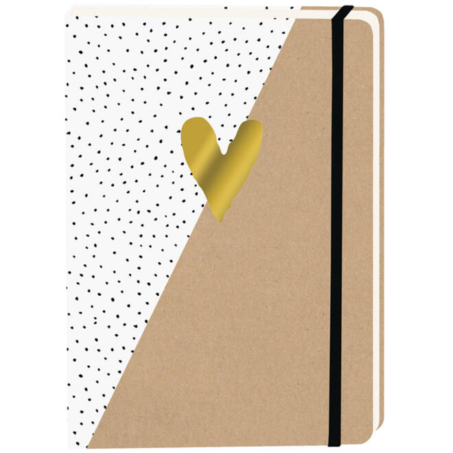 Notitieboek kraft gouden hart A5 lijn 92 pagina's softcover