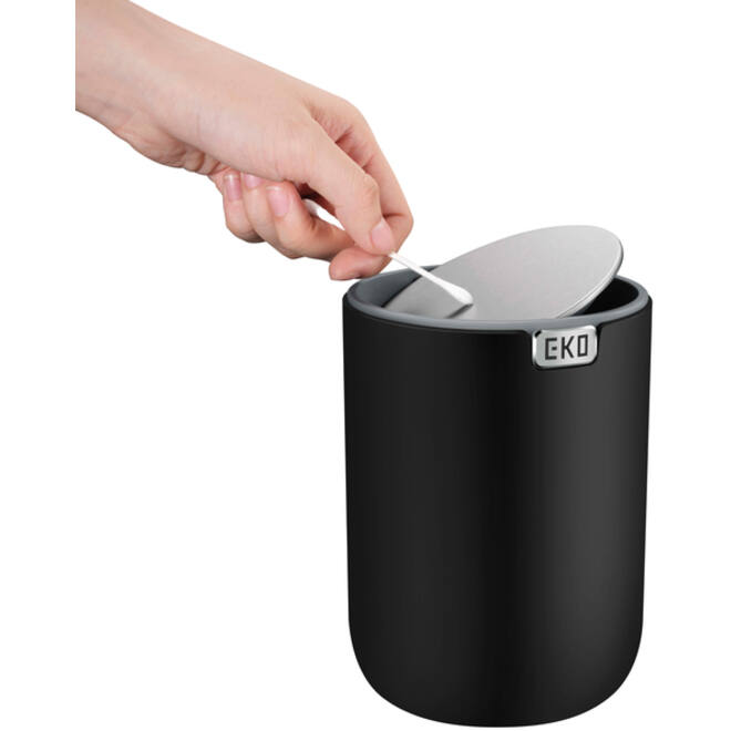 Afvalbak EKO Fandy 2 tafelmodel met swingdeksel 1,5 liter zwart
