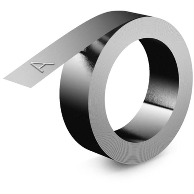 Reliëftape Dymo embossing niet klevend roestvrijstaal 12mm zilver