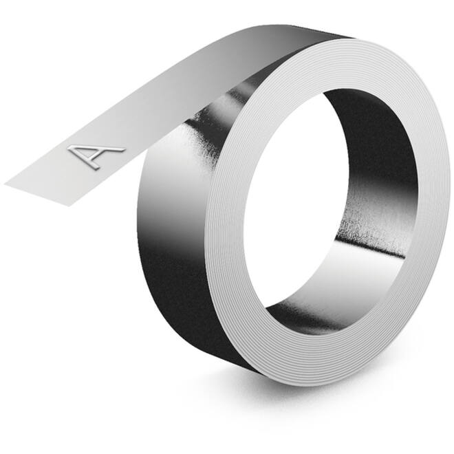 Reliëftape Dymo embossing zelfklevend aluminium 12mm zilver