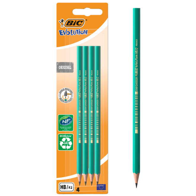 Potlood Bic Evolution ecolutions original zeshoekig HB 4 stuks